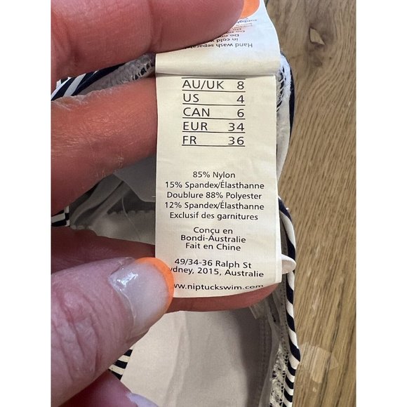 Nip Tuck Swim Navy & White One Piece Multi Fit Cup Bathing Suit USA Size 4 - Picture 12 of 16